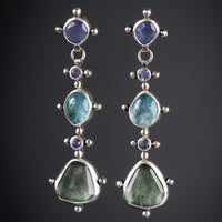 Apollo Gem Dangle Earrings in Blues & Purples
