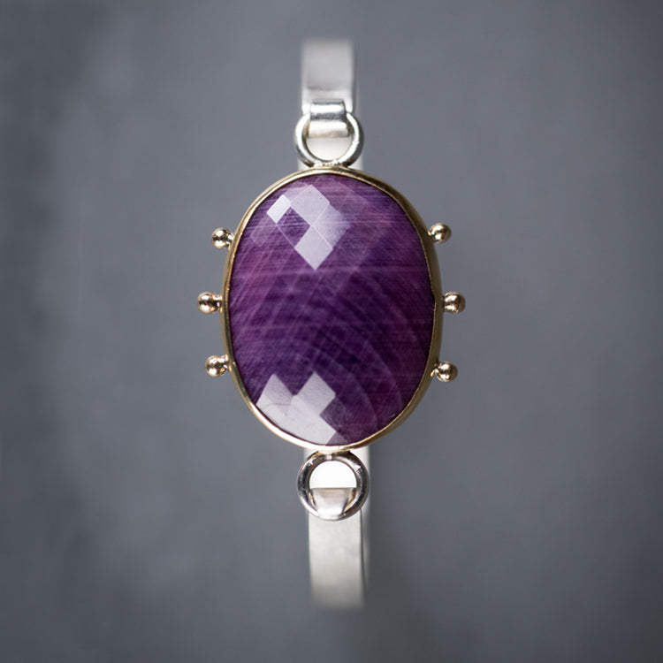 Chiron Ruby Tension Cuff in Solid Gold & Silver