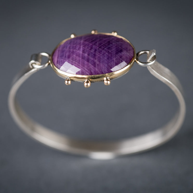 Chiron Ruby Tension Cuff in Solid Gold & Silver