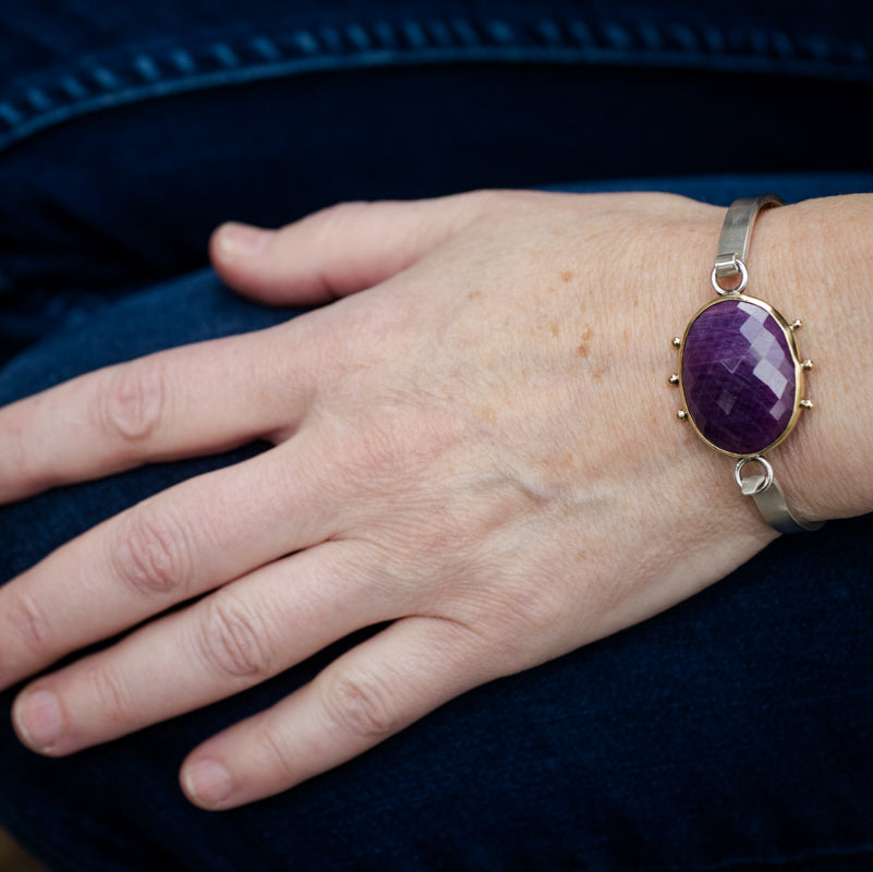 Chiron Ruby Tension Cuff in Solid Gold & Silver