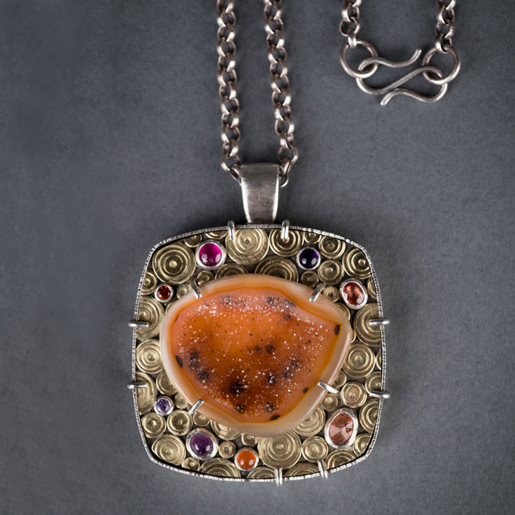 Oleron Orange Drusy Geode Shadow Box