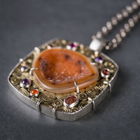 Oleron Orange Drusy Geode Shadow Box
