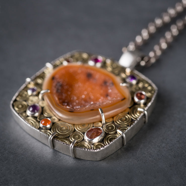 Oleron Orange Drusy Geode Shadow Box