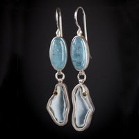 Luna Aquamarine & Geode Dangle Earrings