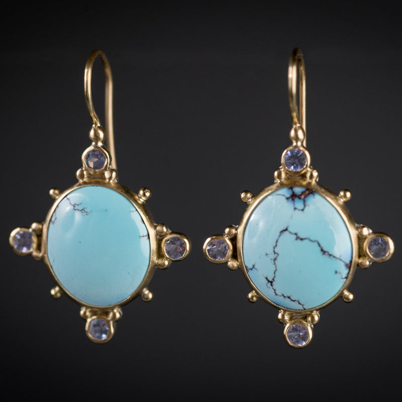 Venus Golden Hills Turquoise & Tanzanite Earrings