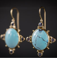 Venus Golden Hills Turquoise & Tanzanite Earrings