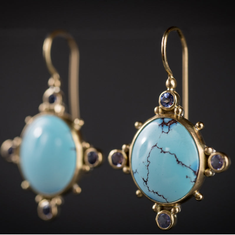 Venus Golden Hills Turquoise & Tanzanite Earrings