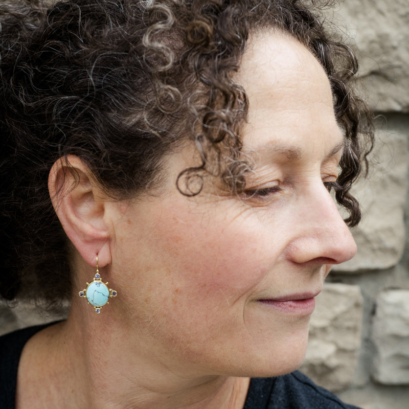 Venus Golden Hills Turquoise & Tanzanite Earrings