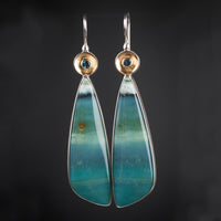 Timor Wood Opal & London Blue Topaz Earrings