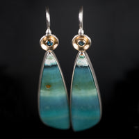Timor Wood Opal & London Blue Topaz Earrings