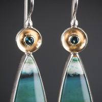 Timor Wood Opal & London Blue Topaz Earrings