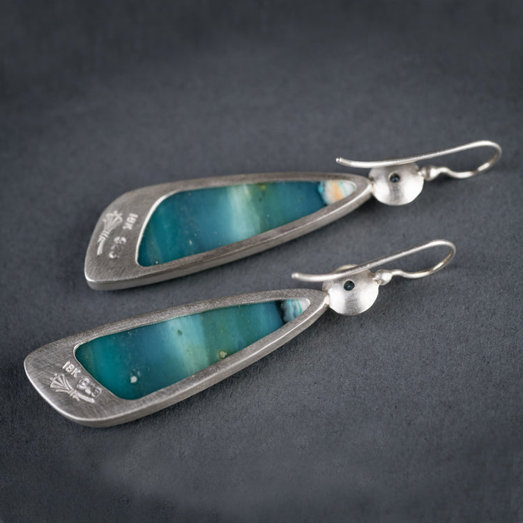 Timor Wood Opal & London Blue Topaz Earrings