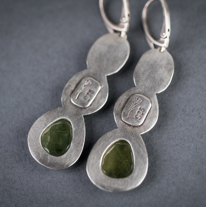 Padua Green Sapphire, Watermelon Tourmaline & Kyanite Earrings