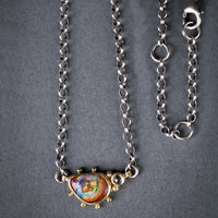 Aurora Boulder Opal and Diamond Necklace