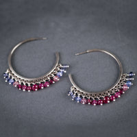 Calypso Hoop Earrings w/ Multi Gem Dangles