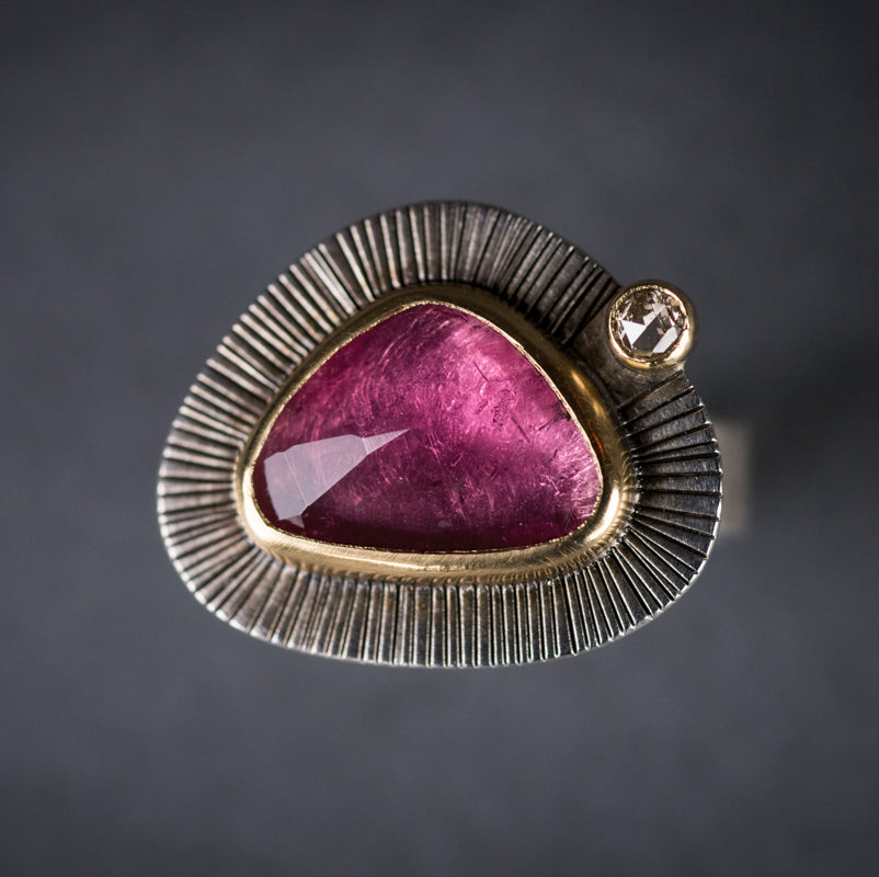 Milan Rose Tourmaline & Diamond Ring - Size 7 1/2
