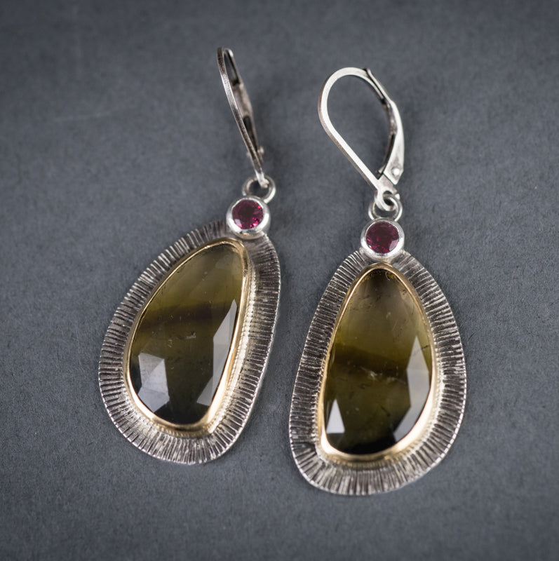 Milan Green Tourmaline & Pink Tourmaline Earrings