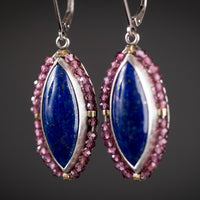 Astraea Lapis & Rhodolite Garnet Dangle Earrings