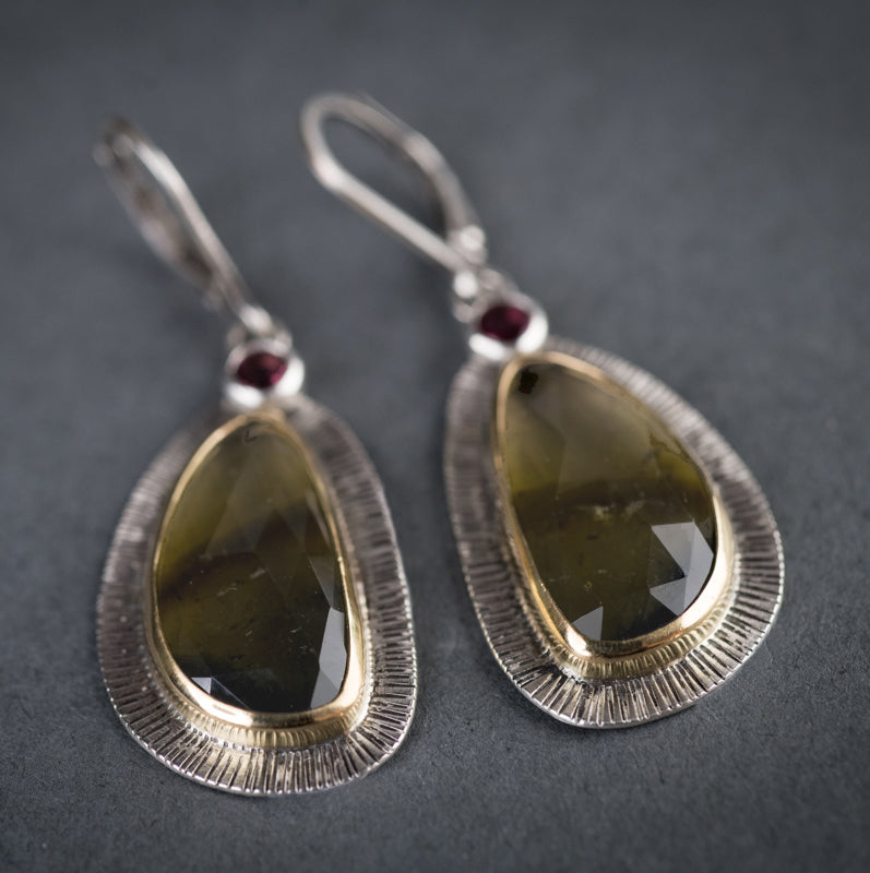 Milan Green Tourmaline & Pink Tourmaline Earrings
