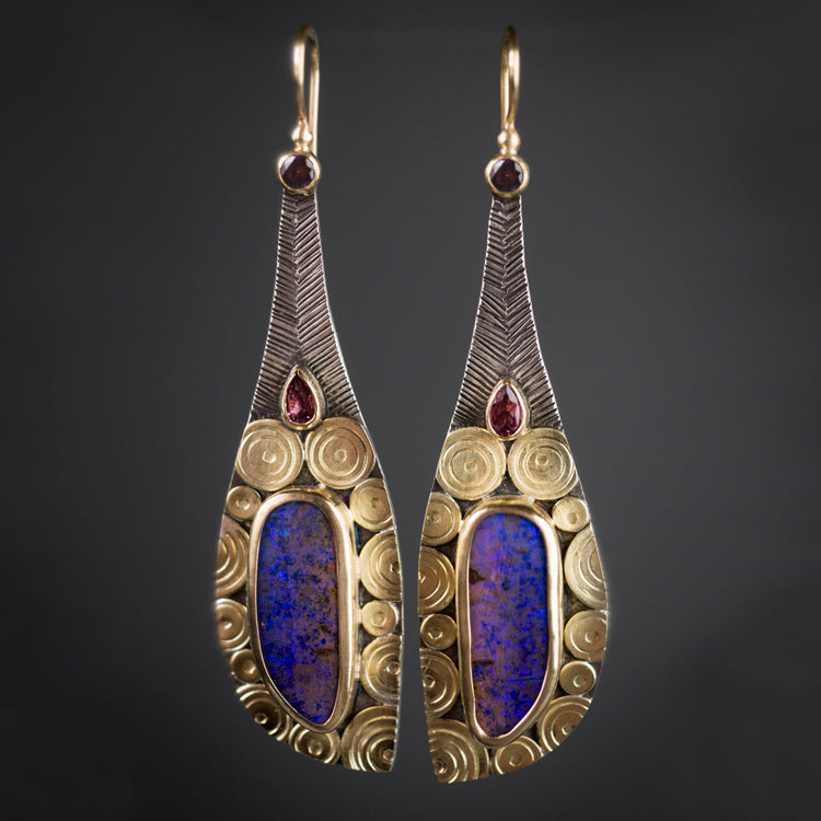 Cythera Boulder Opal Long Drop Earrings
