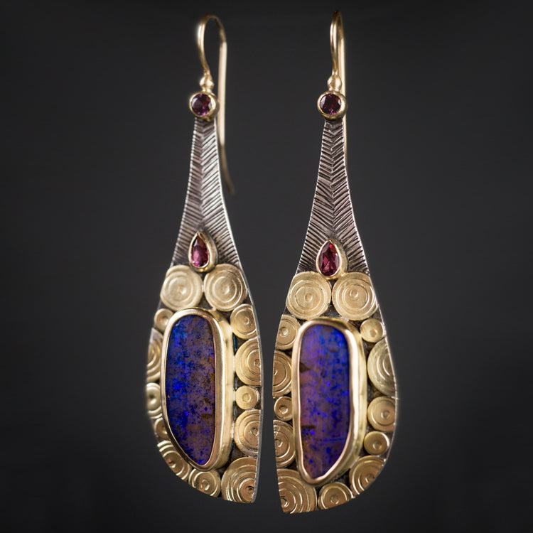 Cythera Boulder Opal Long Drop Earrings