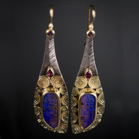 Cythera Boulder Opal Long Drop Earrings