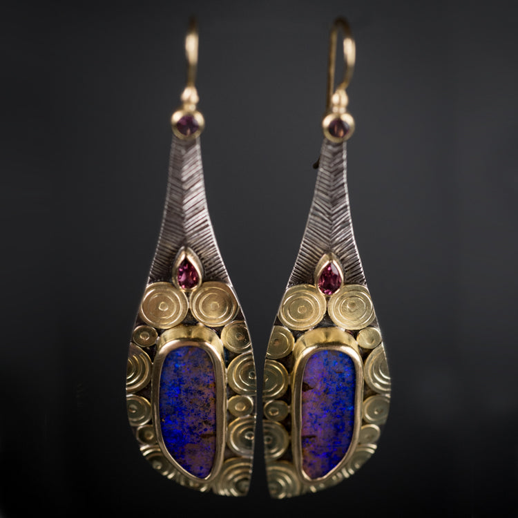 Cythera Boulder Opal Long Drop Earrings