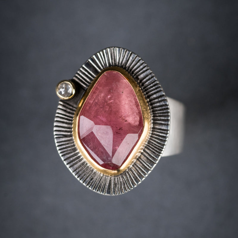 Milan Rose Pink Tourmaline & Diamond Ring - US 8