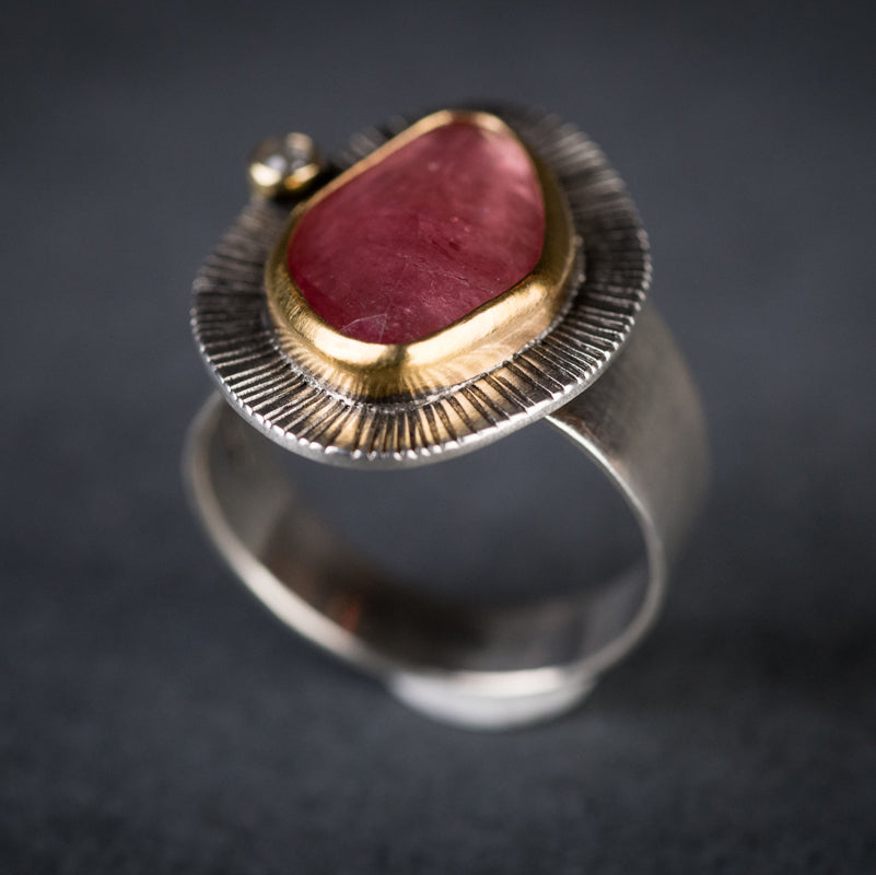Milan Rose Pink Tourmaline & Diamond Ring - US 8