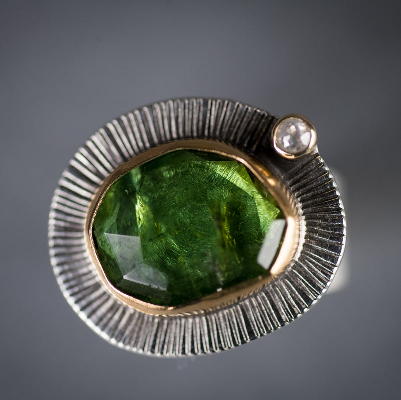 Milan Green Tourmaline & Diamond Ring - US 6 1/2