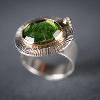 Milan Green Tourmaline & Diamond Ring - US 6 1/2