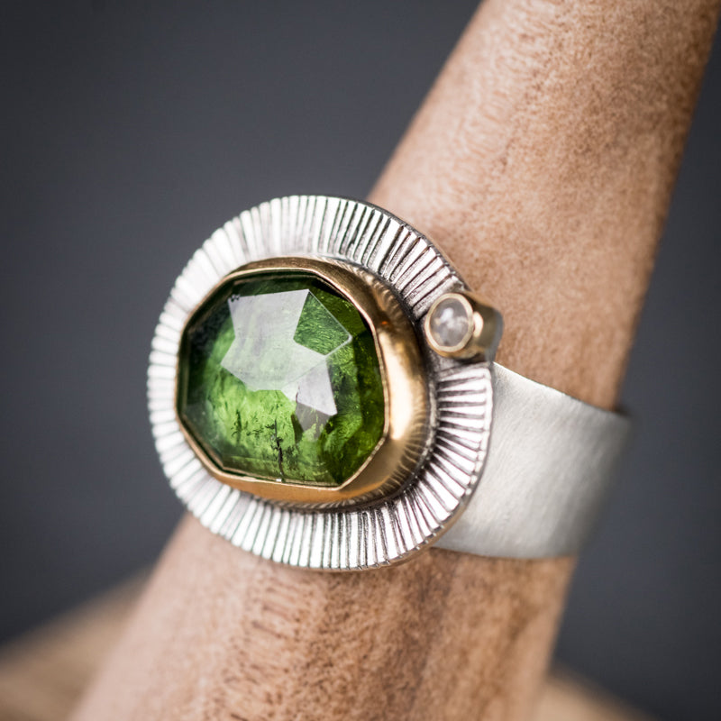 Milan Green Tourmaline & Diamond Ring - US 6 1/2