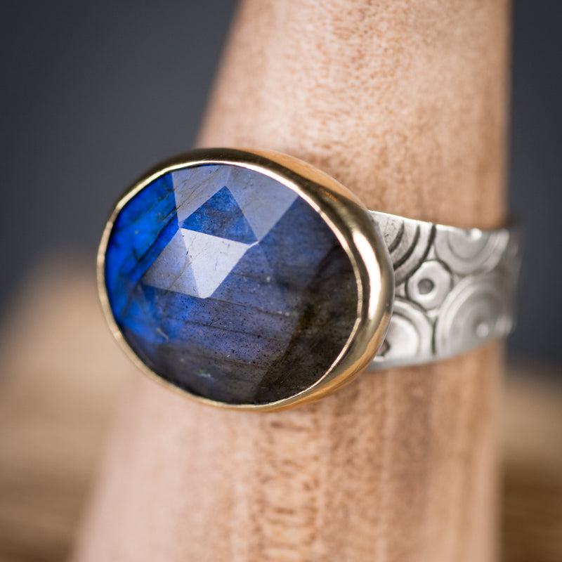 Majorca Rosecut Labradorite Ring - Size 8