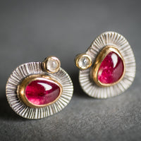 Milan Pink Tourmaline & Diamond Studs