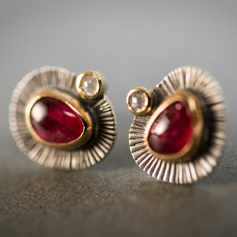Milan Pink Tourmaline & Diamond Studs