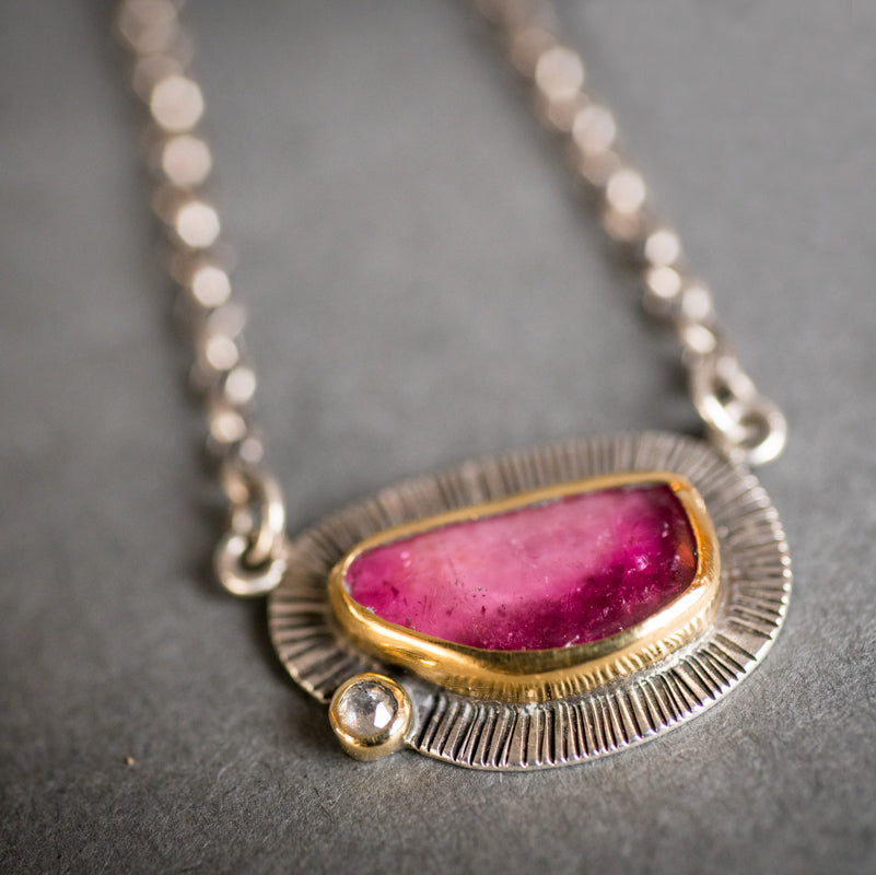 Milan Pink Tourmaline & Diamond Pendant Necklace