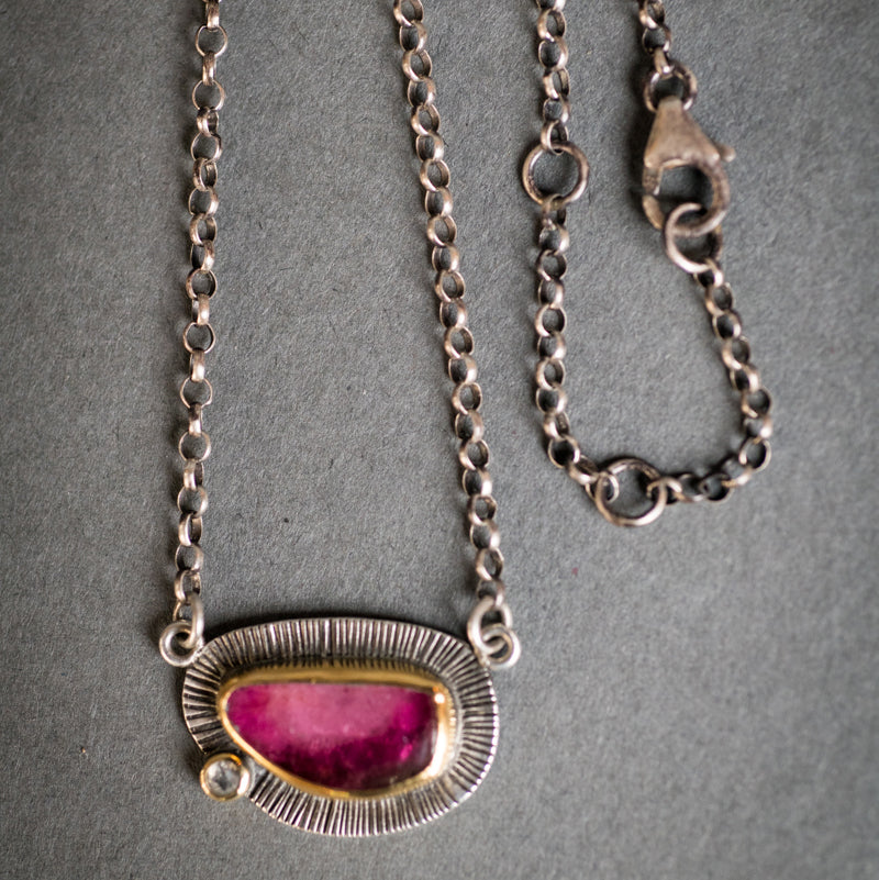 Milan Pink Tourmaline & Diamond Pendant Necklace