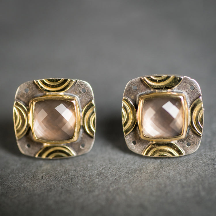 Tresco Smoky Topaz Doublet Studs