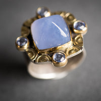 Nara Blue Chalcedony w/ Blue Sapphire Ring - size 7 1/2