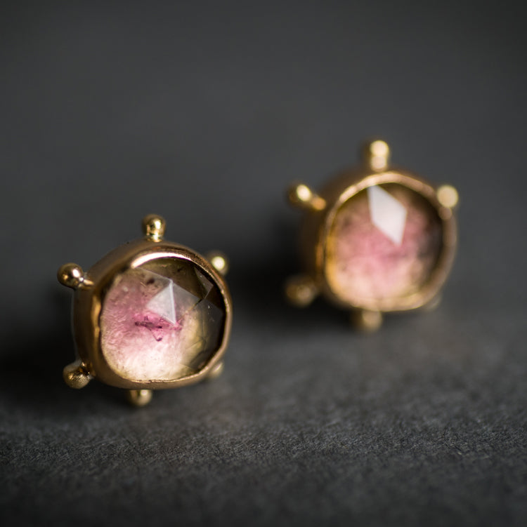 Hailey Watermelon Tourmaline Stud Earrings