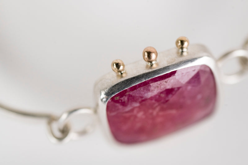 Chiron Pink Sapphire Tension Cuff in Silver & 14k  Gold
