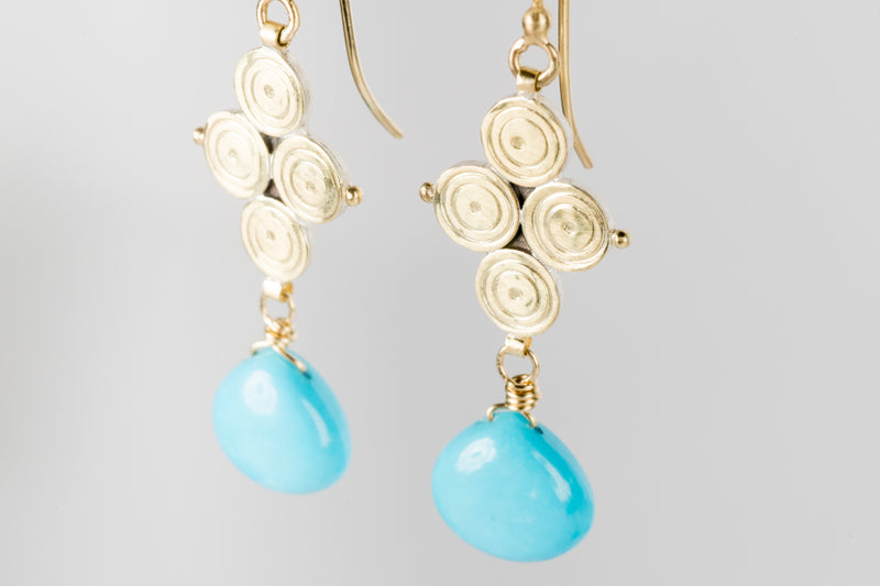 Santorini Tibetan Turquoise Dangle Earrings @ Jensen Stern (208)726-2363