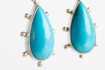 Chiron Turquoise Earrings in Silver w/ Gold Granule Halo on Hoops