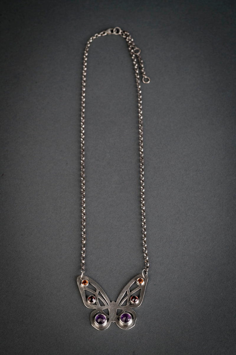 Mariposa Butterfly w/ Gemstones Necklace
