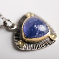 Perth Tanzanite Mini Pendant Necklace in 18k Gold & Silver