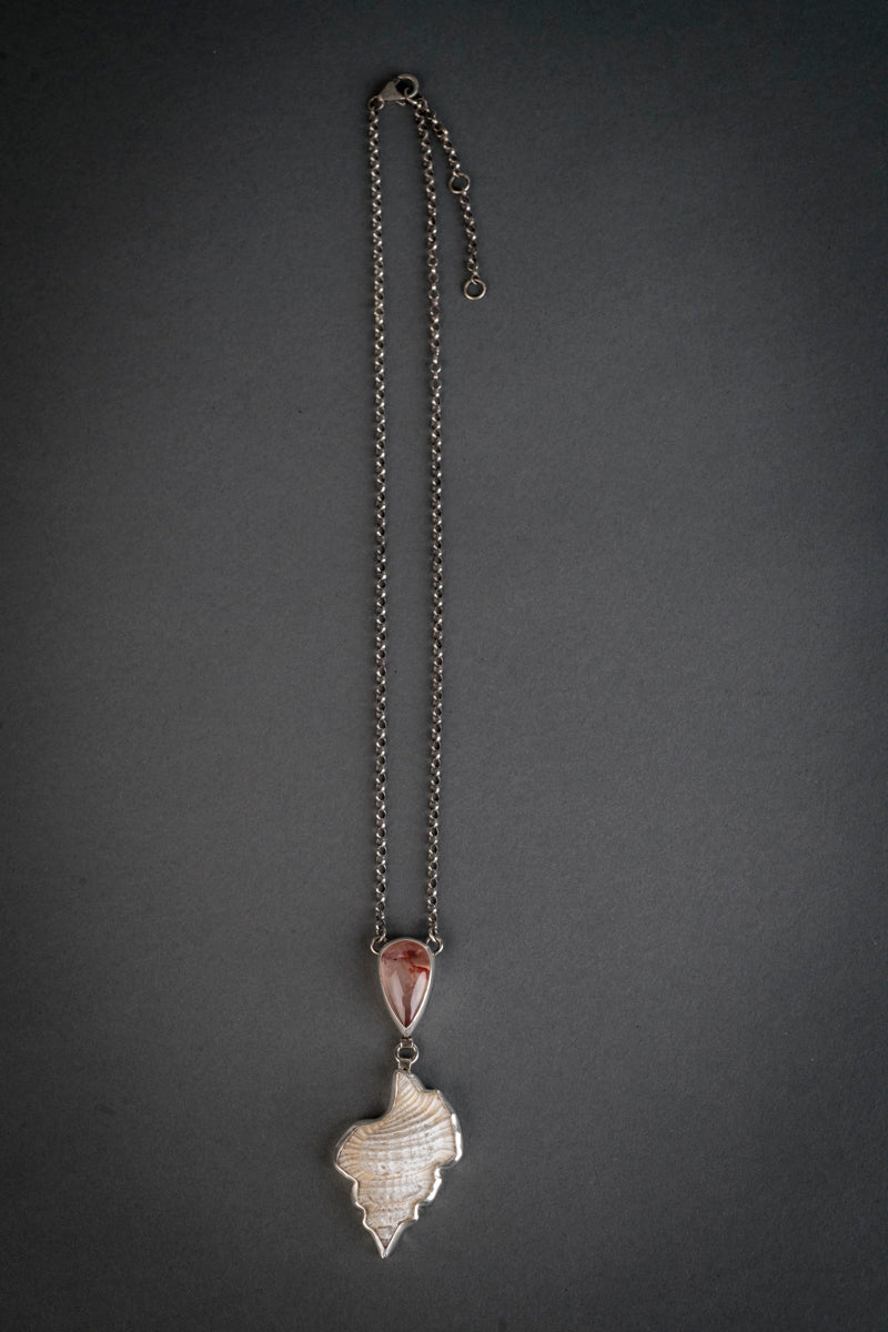 Luna Cherry Quartz & Shell Necklace