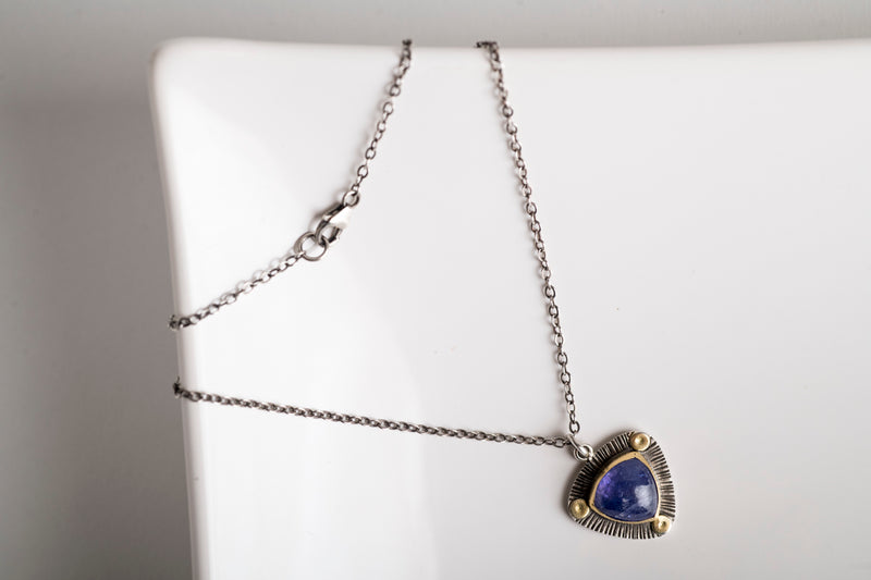Perth Tanzanite Mini Pendant Necklace in 18k Gold & Silver
