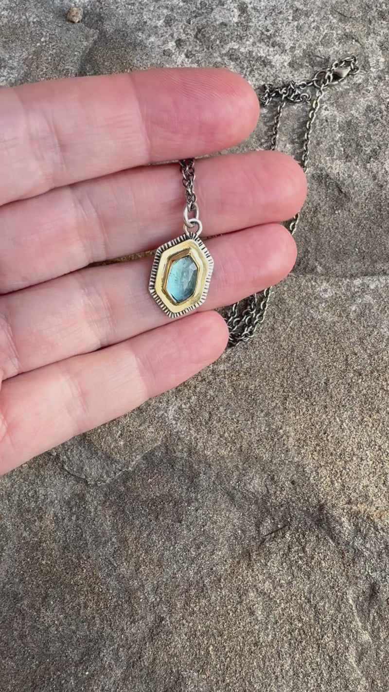 Paris London Blue Topaz Hexagon Pendant