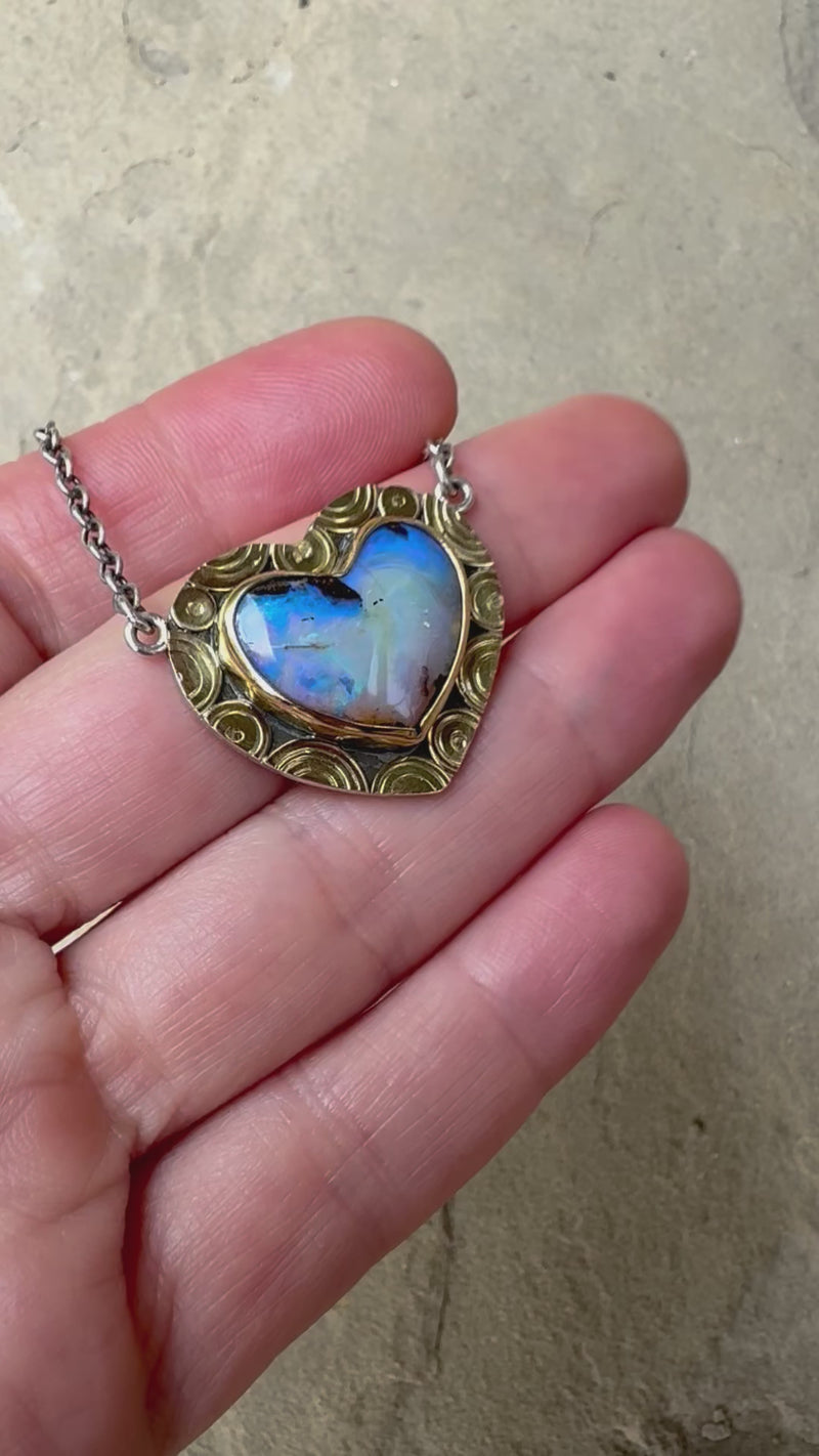 Osaka Australian Boulder Opal Heart Necklace