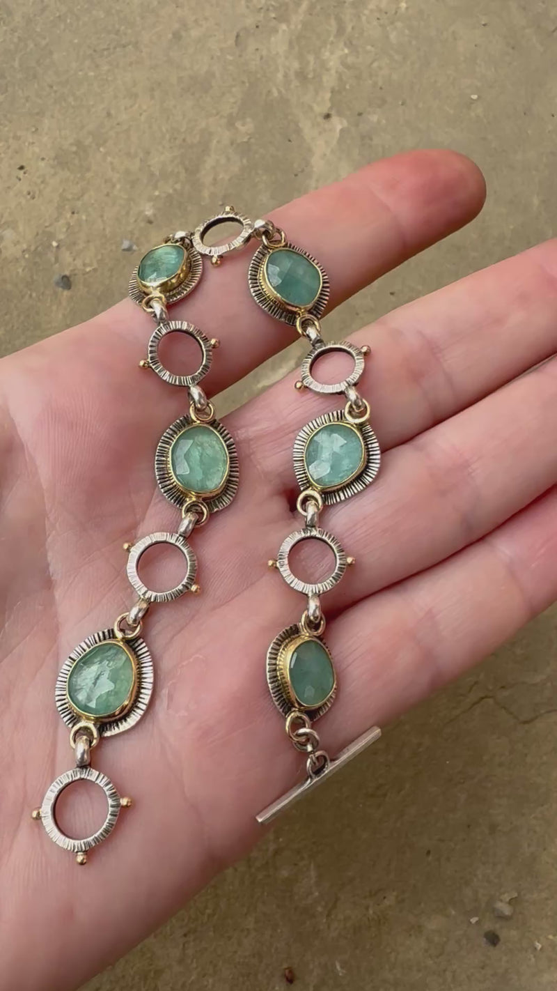 Messina Aqua Grandidierite Bracelet in Gold & Silver